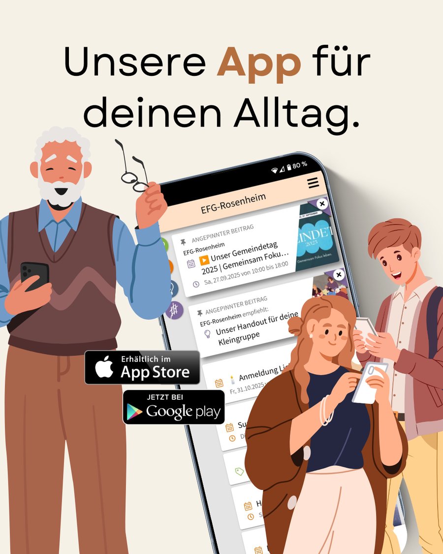 Die Gemeinde-App EFG-Rosenheim auf dem Smartphone