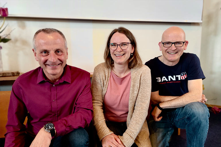 Unsere Ältesten: von links: Uwe Gottwald, Sabine Ewender, Peter Simon